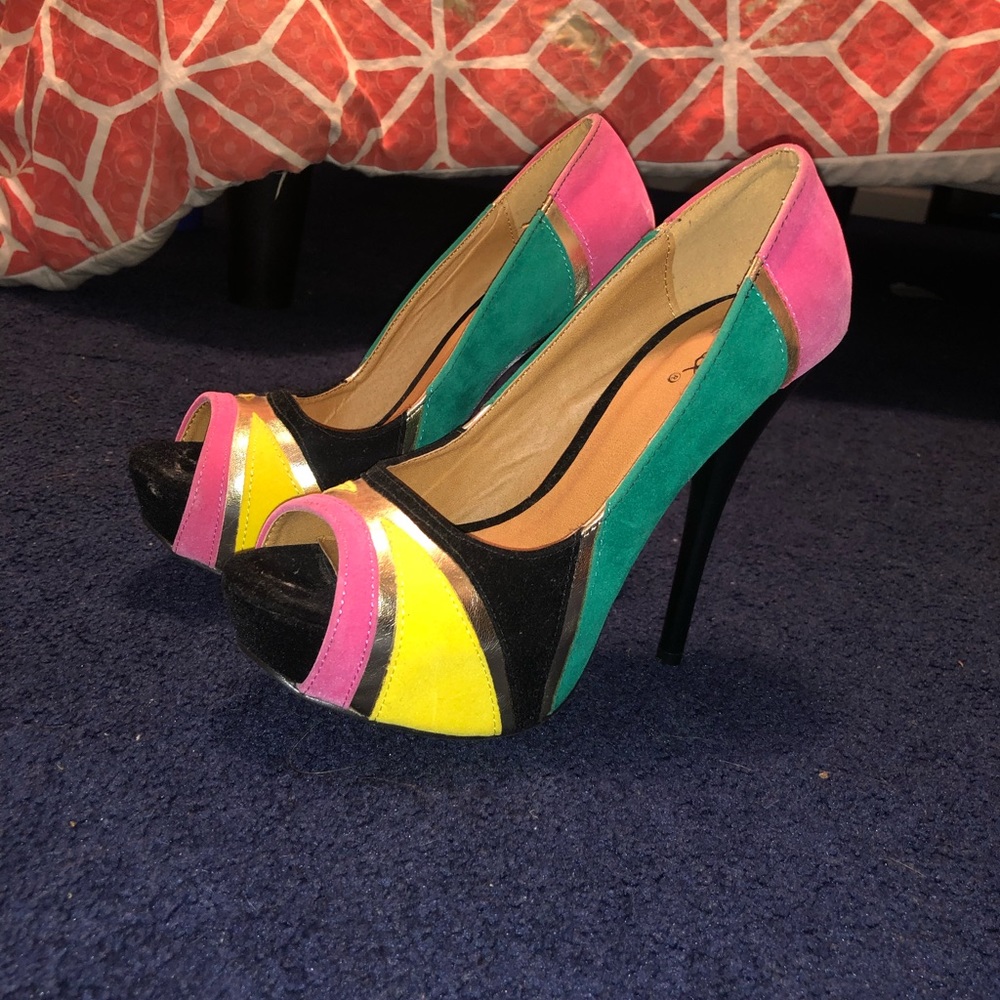 Multi Color Platform Heels